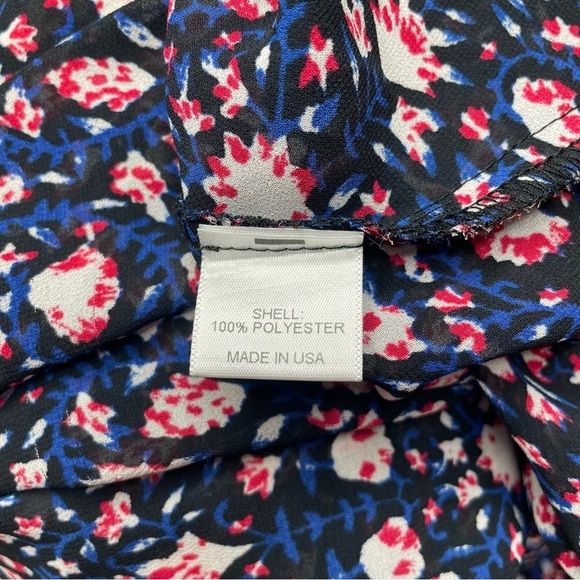 WAYF High Low Floral Faux Wrap Surplice Blouse Top Large 3/4 Sleeve Multicolor - Picture 6 of 9